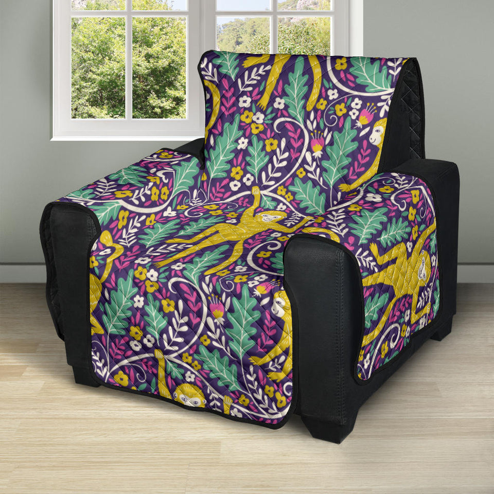 Cute yellow monkey leaves pattern Recliner Cover Protector