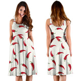 Chili Peppers Pattern Sleeveless Midi Dress