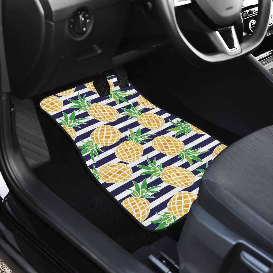 Pineapples Pattern Striped Background Front And Back Car Mats