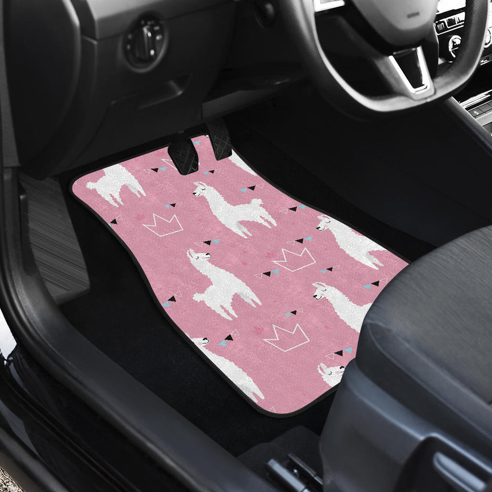 Llama Alpaca Pink Background Front Car Mats