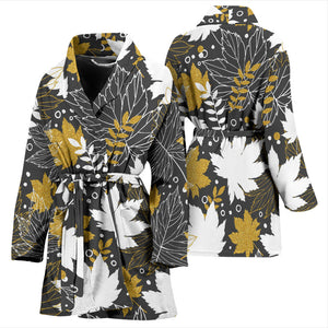 Beautiful Gold Autumn Maple Leaf Pattern Women'S Bathrobe