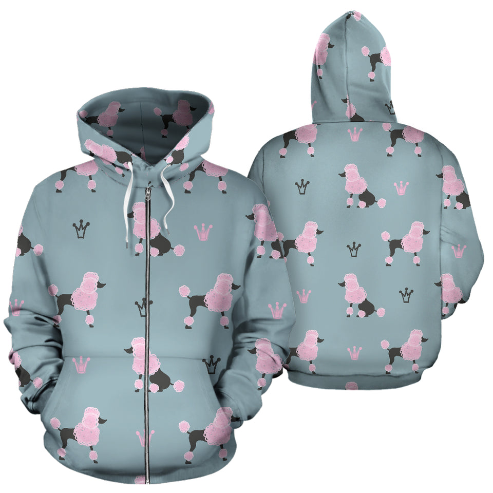 Poodle Dog Pattern Zip Up Hoodie