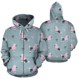 Poodle Dog Pattern Zip Up Hoodie