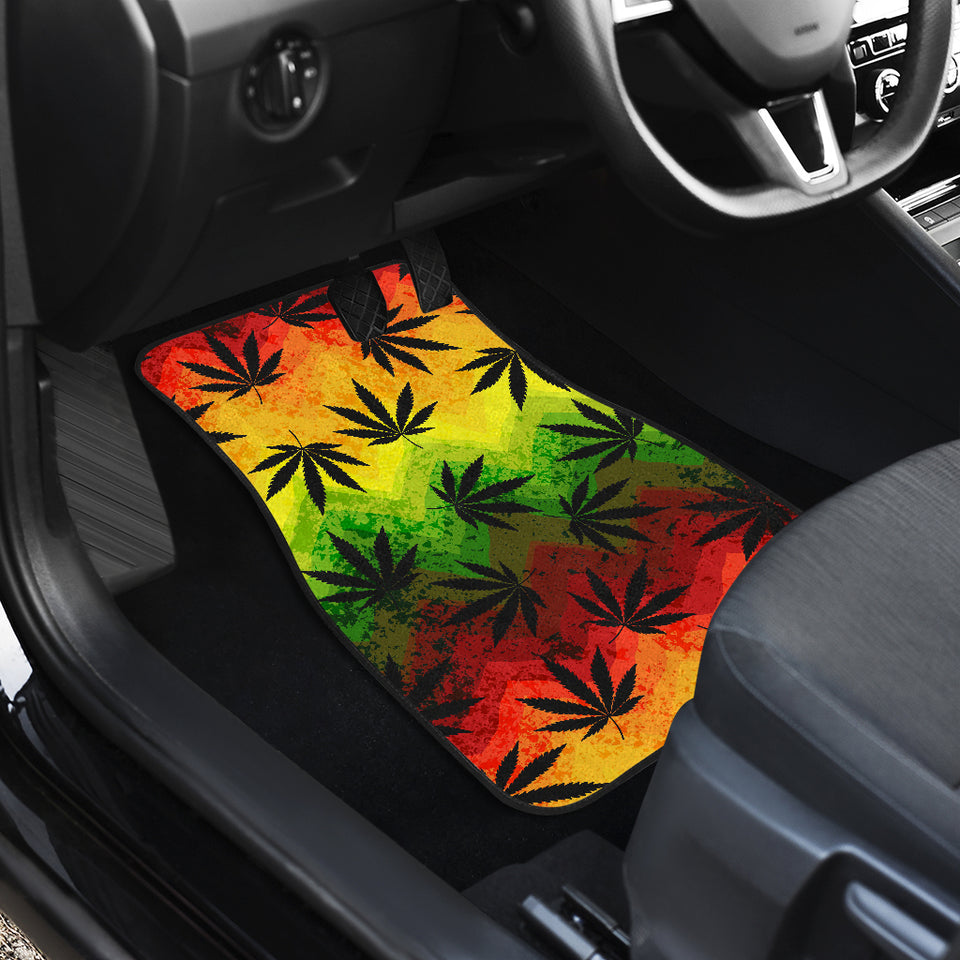Canabis Marijuana Weed Pattern Print Design 03 Front and Back Car Mats