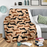 Dachshund Floral Background Premium Blanket