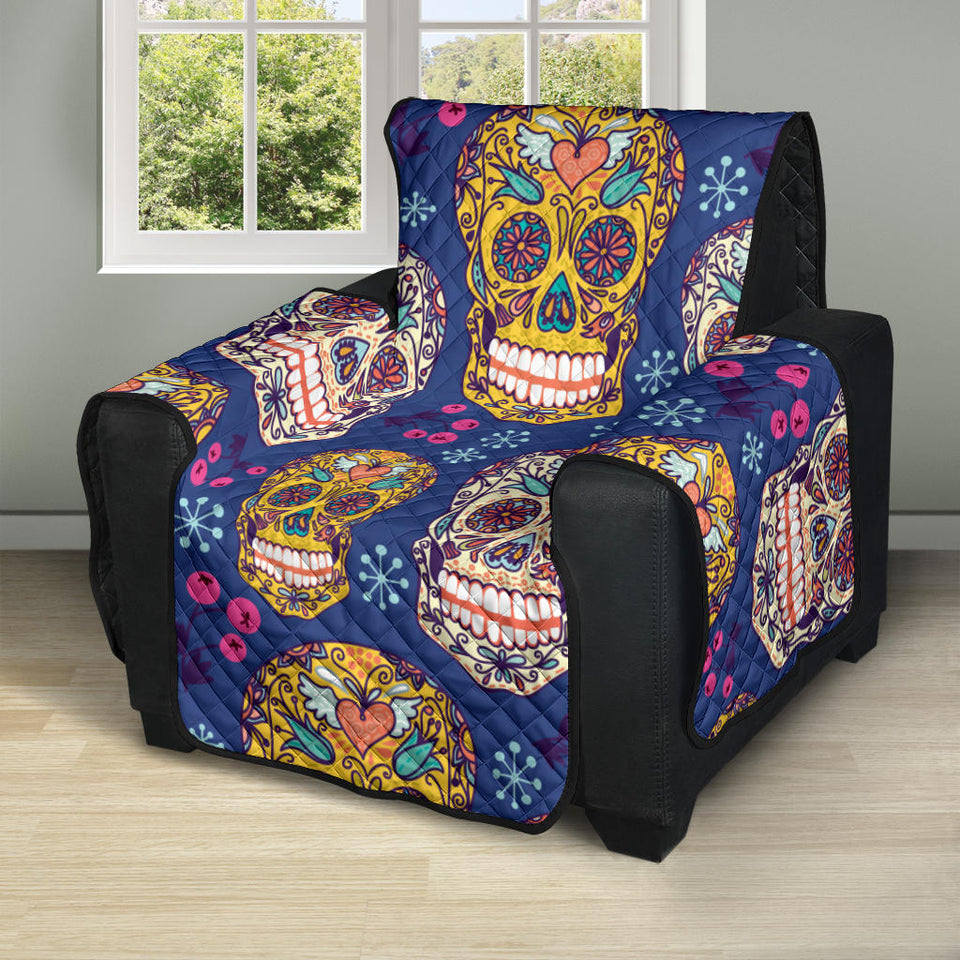 Sugar skull flower pattern Recliner Cover Protector