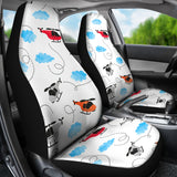 Watercolor Helicopter Cloud Pattern Universal Fit Car Seat Covers