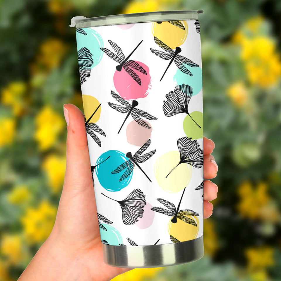 Dragonflies Ginkgo Leaves Pattern Tumbler