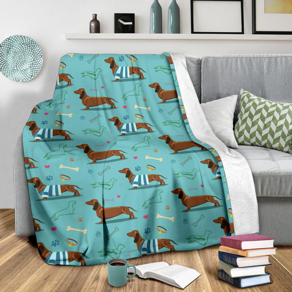 Dachshund Decorative Background Premium Blanket