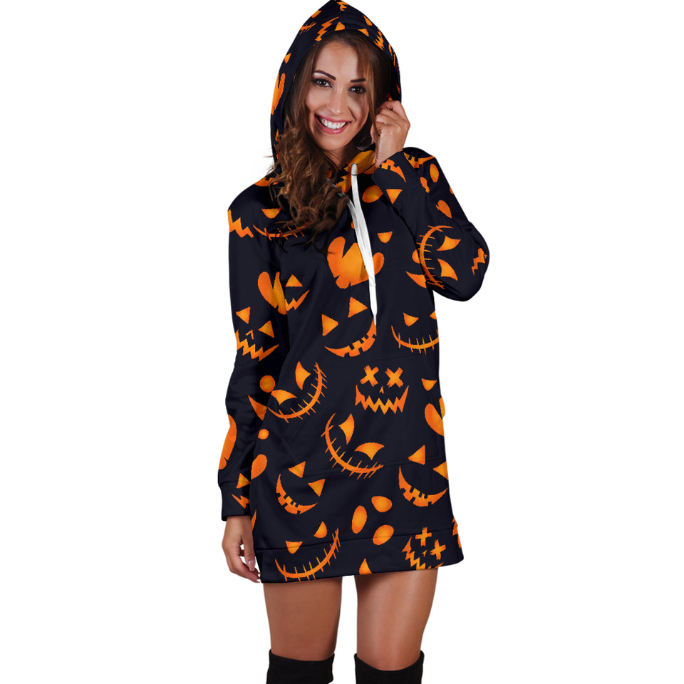 Halloween Pattern Pumpkin Background Women'S Hoodie Dress