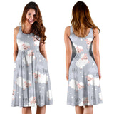 Sweet Dreams Sheep Pattern Sleeveless Midi Dress