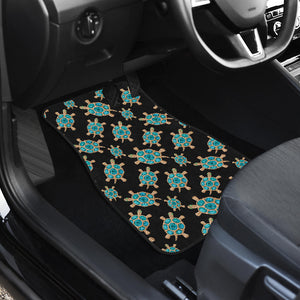 Sea Turtle Blue Stone Pattern Front Car Mats