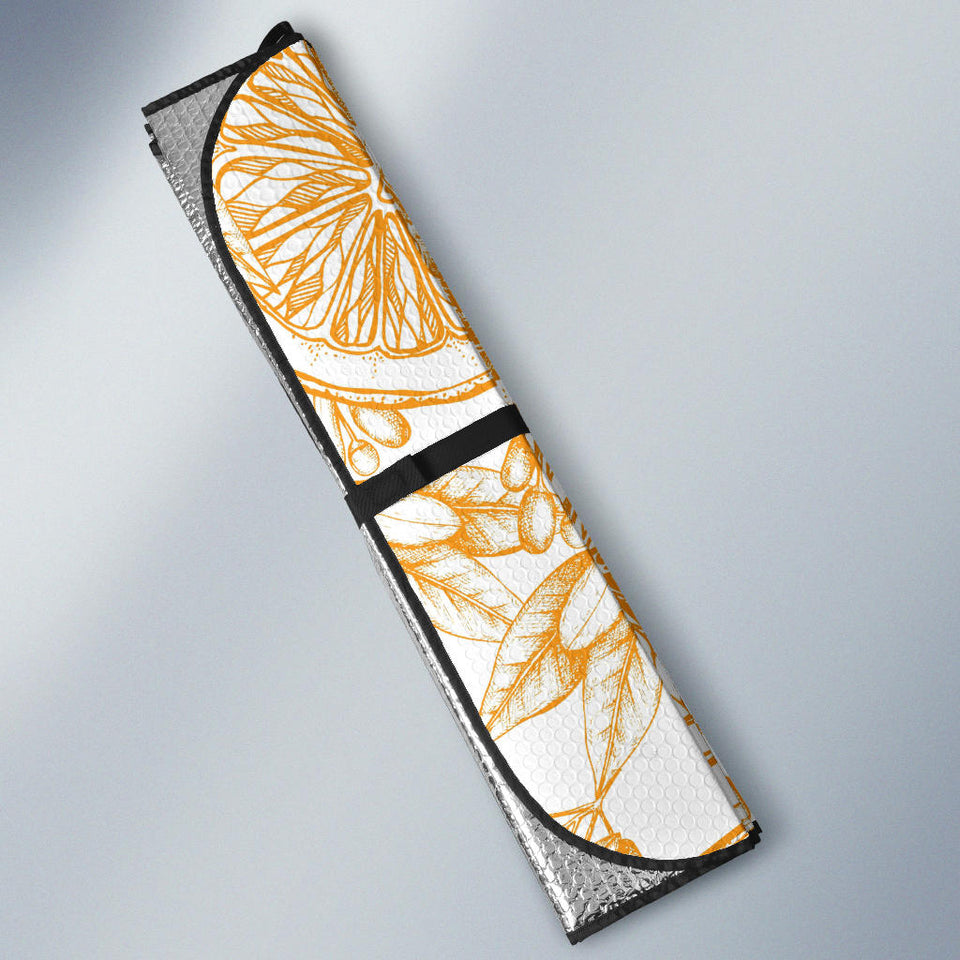 Hand Drawn Orange Fruit Pattern Car Sun Shade