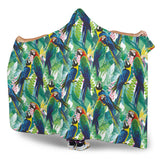 Colorful Parrot Exotic Flower Leaves Hooded Blanket