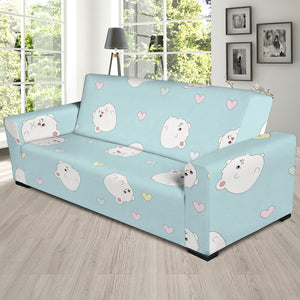 White Cute Hamsters Heart Pattern Sofa Slipcover