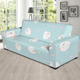 White Cute Hamsters Heart Pattern Sofa Slipcover