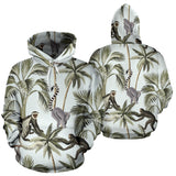 Monkey Sloth Lemur Palm Trees Pattern Men Women Pullover Hoodie