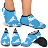 Cute Sea Lion Seal Pattern Background Aqua Shoes