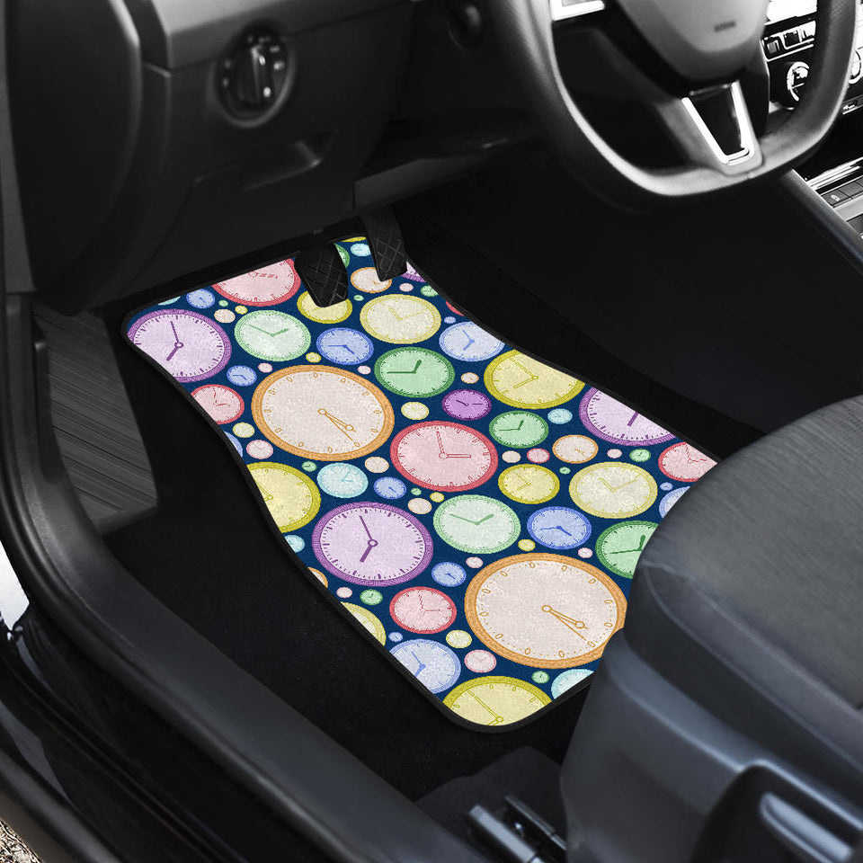 Colorful Clock Background Front Car Mats