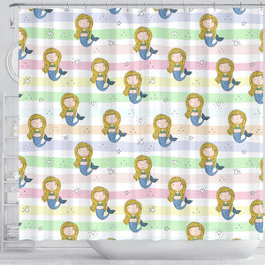Cute Hand Drawn Mermaid Shower Curtain Fulfilled In US