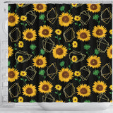Sunflower Golden Polygonal Shapes Shower Curtain Fulfilled In US