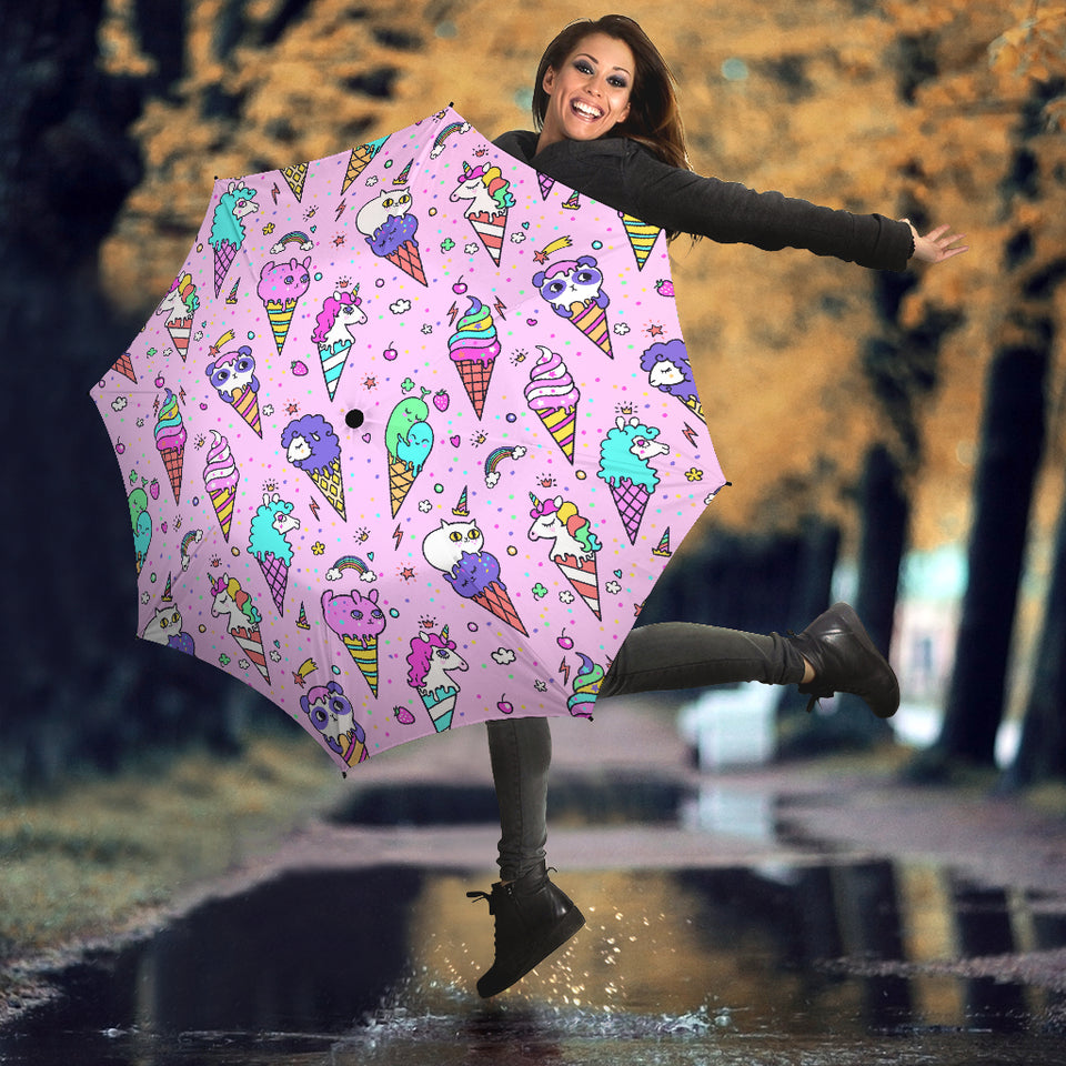Cute Ice Cream Cone Animal Pattern Umbrella