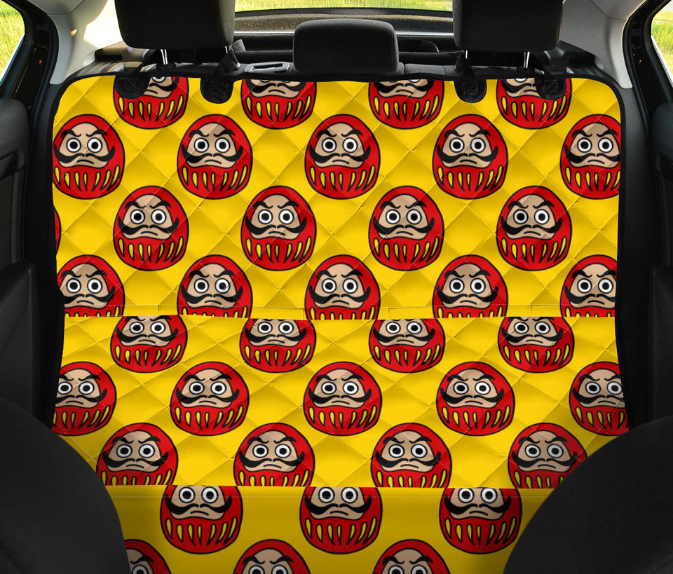 Daruma Japanese Wooden Doll Yellow Background Dog Car Seat Covers