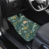 Dinosaurs Tropical Leaves Flower Pattern Front Car Mats