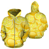 Lemon Pattern Zip Up Hoodie