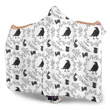 Crows Floral Wreath Rabbit Pattern Hooded Blanket