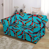 Boomerang Australian Aboriginal Ornament Blue Background Loveseat Couch Slipcover