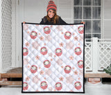Daruma Japanese Wooden Doll Cherry Blossom Flower Pattern Premium Quilt