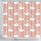 Swan Flower Light Pink Background Shower Curtain Fulfilled In US