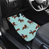 Horses Running Horses Rider Pattern Front And Back Car Mats