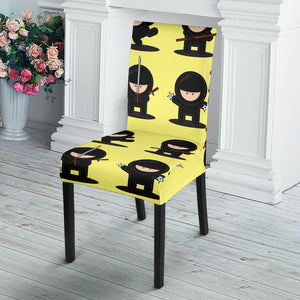 Cute Ninja Yellow Background Dining Chair Slipcover