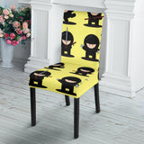 Cute Ninja Yellow Background Dining Chair Slipcover