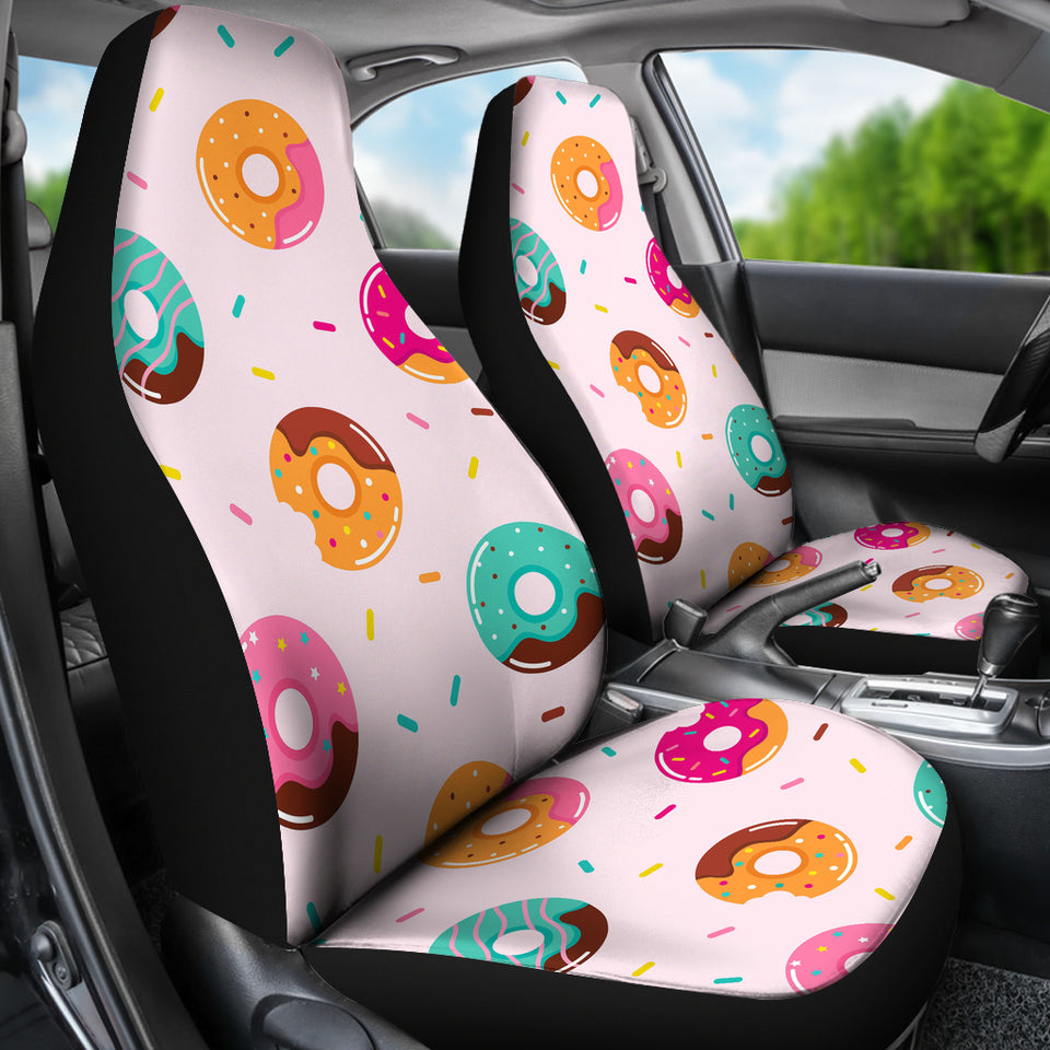 Donut Pattern Glaze Pink Background Universal Fit Car Seat Covers