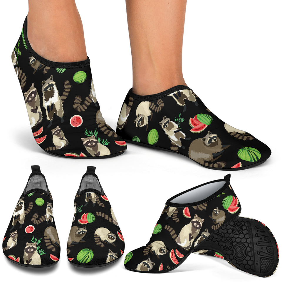 Raccoon Watermelon Pattern Aqua Shoes