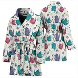 Tea Pots Pattern Print Design 05 Women's Bathrobe