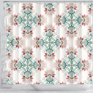 Square Floral Indian Flower Pattern Shower Curtain Fulfilled In US