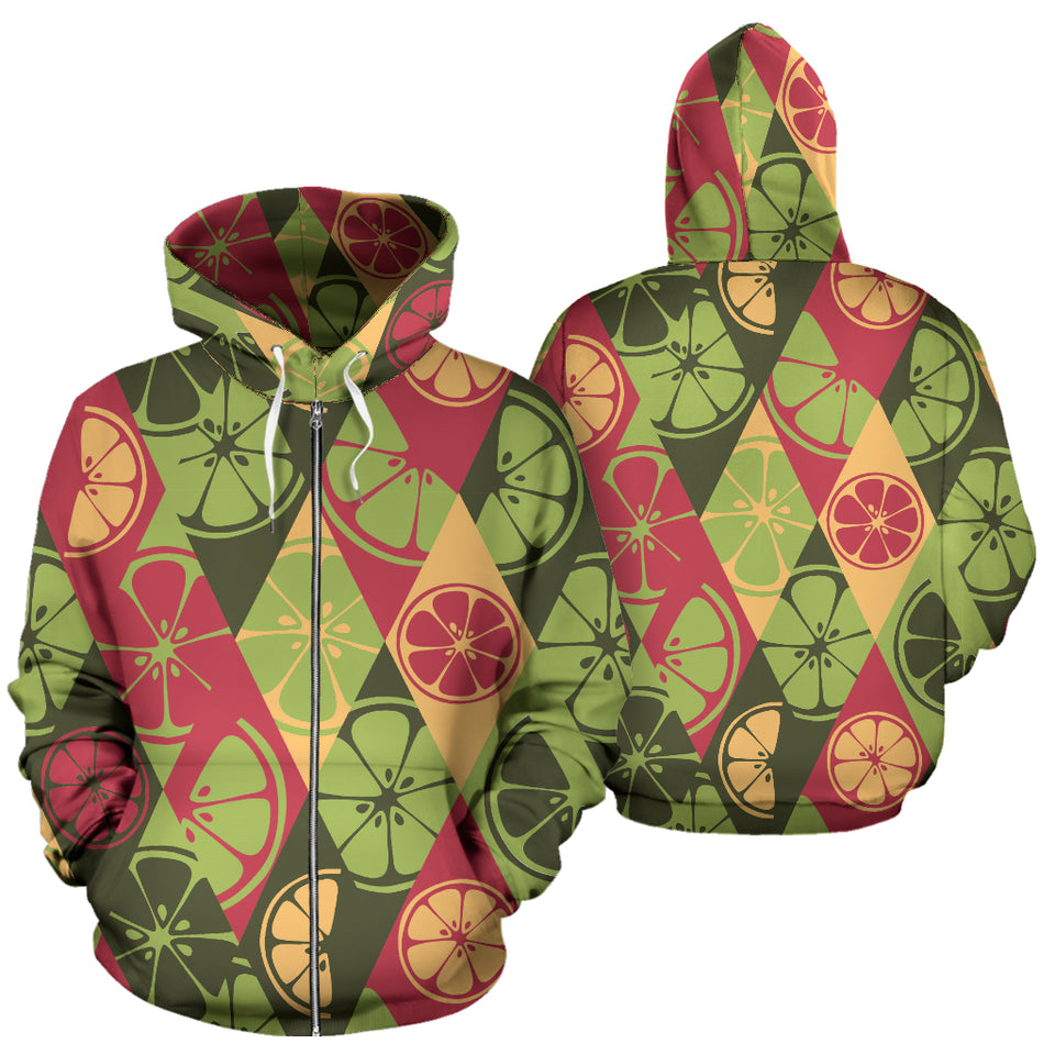 Cool Geometric Lime Pattern Zip Up Hoodie