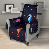 Watercolor colorful seahorse pattern Chair Cover Protector