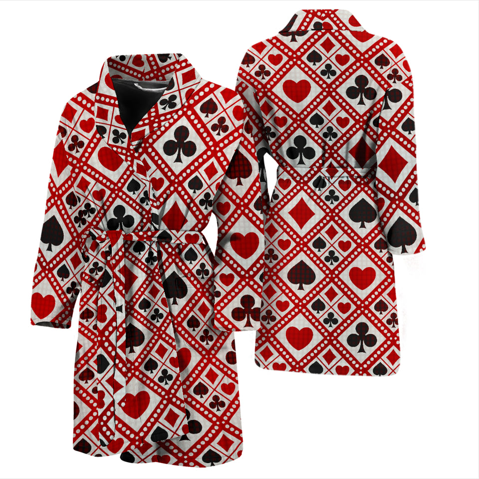 Casino Cards Suits Pattern Print Design 03 Men's Bathrobe