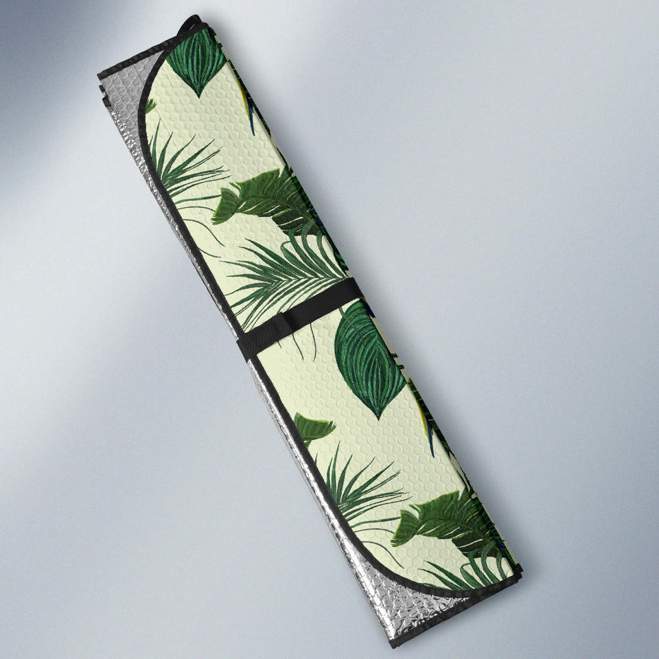 Beautiful Parrot Palm Leaves Pattern Car Sun Shade