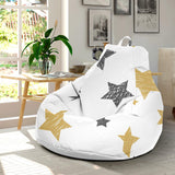 Hand Drawn Gold Black Star Pattern Bean Bag Cover