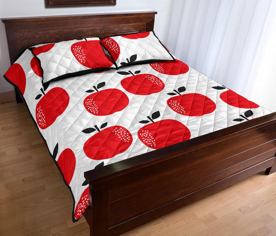 red apples white background Quilt Bed Set