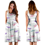 Helicopter Plane Pattern Sleeveless Midi Dress