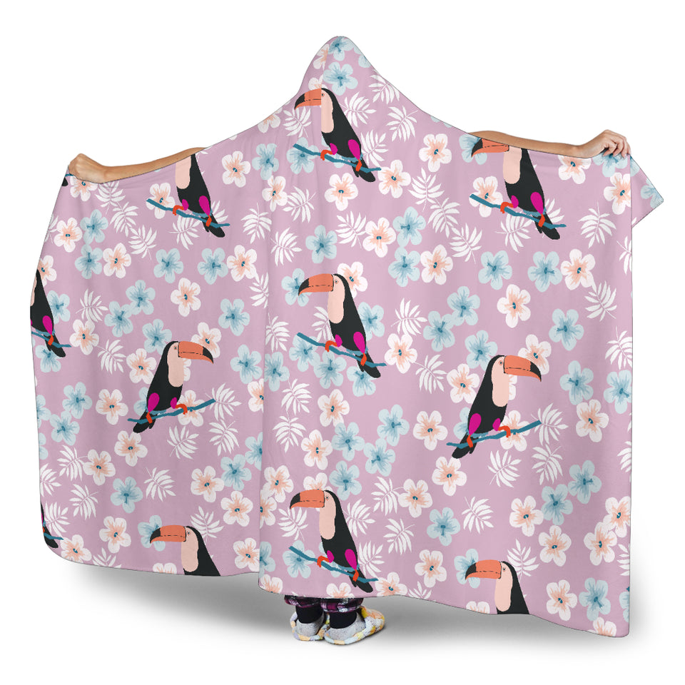 Beautiful Toucan Flower Leaves Hooded Blanket