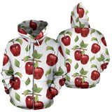 Red Apples Pattern Zip Up Hoodie