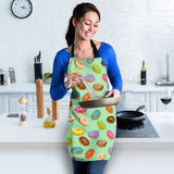 Colorful Donut Pattern Green Background Adjustable Apron